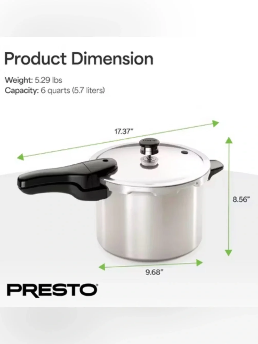 Presto 6 Quart Aluminum Pressure Cooker